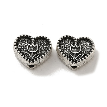 Tibetan Style Alloy Beads, Cadmium Free & Lead Free, Heart, Antique Silver, 10x12x5mm, Hole: 1.6mm, about 512pcs/1000g