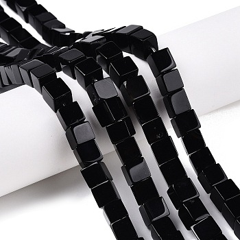 Natural Black Onyx(Dyed & Heated) Beads Strands, Cube, 7.5~9x7.5~9x7.5~9mm, Hole: 1.2mm, about 47~49pcs/strand, 15.35~15.79''(39~40.1cm)