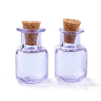 Square Glass Cork Bottles Ornament, Glass Empty Wishing Bottles, DIY Vials for Pendant Decorations, Lavender, 1.4x1.4x2.3cm