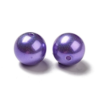 ABS Plastic Imitation Pearl Beads, Round, Blue Violet, 15~16x15mm, Hole: 2mm