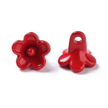 Spray Painted Alloy Charms, Flower Charm, Dark Red, 8x8.5x2mm, Hole: 1.6mm