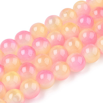 Cat Eye Beads Strands, Two Tone, Round, Champagne Yellow, 7.5~8mm, Hole: 1mm, about 49~51pcs/strand, 14.37~14.96 inch(36.5~38cm)