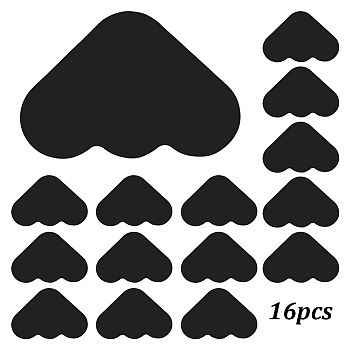 Polyurethane Self Adhesive Non Slip Carpet Stickers, Washable Rug Gripper, for Hardwood Floors, Tile Floors, Triangle, Black, 85.5x85.5x1.2mm, 16pcs/bag