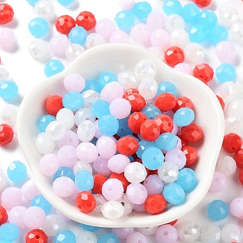 Glass Beads, Faceted, Rondelle, Orange Red, 8x6mm, Hole: 1mm, about 1210pcs/500g
