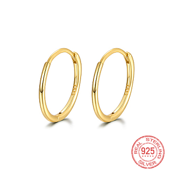 925 Sterling Silver Huggie Hoop Earrings, with S925 Stamp, Real 18K Gold Plated, 17mm