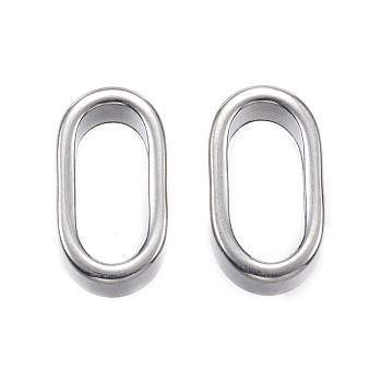 Tarnish Resistant 304 Stainless Steel Slider Charms, Oval, Stainless Steel Color, 15.5x9x5mm, Hole: 6x12.5mm