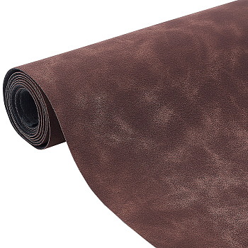 PU Leather Fabric Faux Leather Fabric, for Crafts, Photography Background Decorations, Coconut Brown, 35x0.05cm, 1.5m/sheet