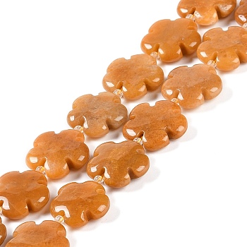 Natural Topaz Jade Beads Strands, Flower, with Seed Beads, 20x20x7mm, Hole: 1.4mm, about 20pcs/strand, 16.14''(41cm)