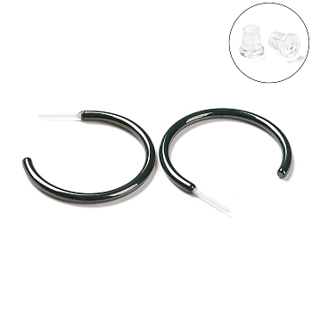 Hypoallergenic Bioceramics Zirconia Ceramic Ring Stud Earrings, Half Hoop Earrings, No Fading and Nickel Free, Dark Green, 30x2.5x27mm