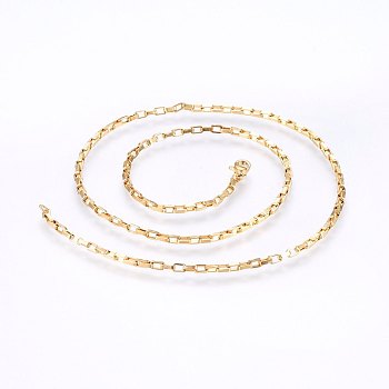 304 Stainless Steel Box Chain Necklaces, with Lobster Claw Clasps, Golden, 19.7 inch(50cm), 1.5mm, 0.8mm