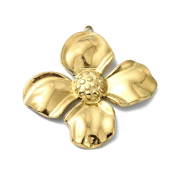 Ion Plating(IP) 304 Stainless Steel Pendants, Flower Charm, Real 18K Gold Plated, 42x39.5x4mm, Hole: 1.8mm