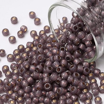 TOHO Round Seed Beads, Japanese Seed Beads, (PF2114) PermaFinish Cocoa Opal Silver Lined, 8/0, 3mm, Hole: 1mm, about 220pcs/10g