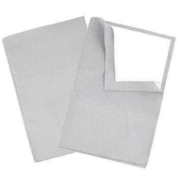 2Pcs 4 Layers Silver Polishing Cloth, Jewelry Cleaning Cloth, Sterling Silver Anti-Tarnish Cleaner, Rectangle, Light Grey, 28x17.8x0.2cm