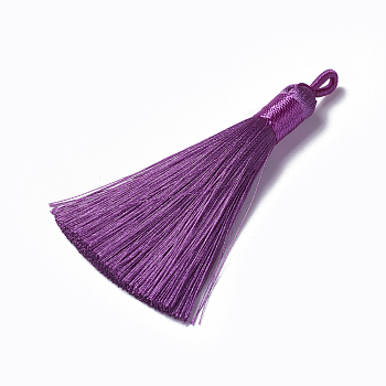 Polyester Tassel Pendants, Dark Orchid, 78~82x8mm, Hole: 2~4mm