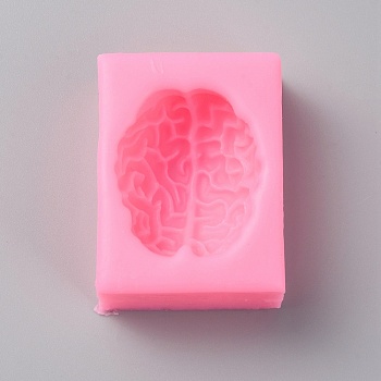 Halloween Realistic Brain DIY Silicone Molds, Fondant Molds, Resin Casting Molds, for Chocolate, Candy, Resin Craft Making, Hot Pink, 62x42x25mm, Inner Diameter: 42x36mm