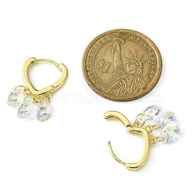 Brass Hoop Earrings with Glass Teardrop Charms(EJEW-JE05396)-2