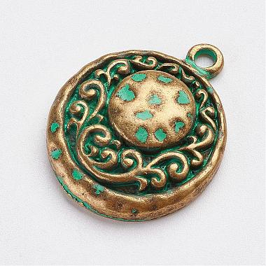 Antique Bronze Green Half Round Alloy Pendants