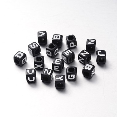 7mm Black Cube Acrylic Beads