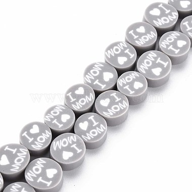 Dark Gray Flat Round Polymer Clay Beads