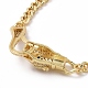Cubic Zirconia Leopard Link Bracelet Brass Curb Chains for Women(BJEW-G664-01G-04)-3