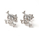 Rack Plating Brass Pave Clear Cubic Zirconia Skull Stud Earrings(EJEW-F301-29)-2