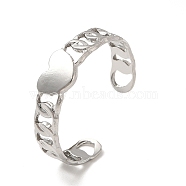 304 Stainless Steel Heart Open Cuff Ring for Women, Stainless Steel Color, US Size 6 1/4(16.7mm)(RJEW-E066-02P)