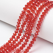 Glass Beads Strands, Faceted, Rondelle, Red, 3x2mm, Hole: 0.8mm, about 150~155pcs/strand, 15~16 inch(38~40cm)(EGLA-A034-T2mm-D01)