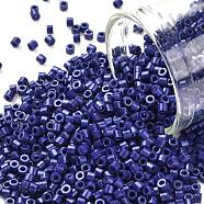 Cylinder Seed Beads, Opaque Colours Luster, Uniform Size, Midnight Blue, 2x1.5mm, Hole: 0.8mm, about 40000pcs/bag, about 450g/bag(SEED-H001-H06)