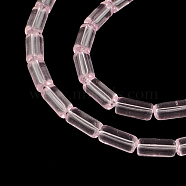 Transparent Glass Bead Strands, Tube, Pearl Pink, 10x4mm, Hole: 0.5mm, about 32~33pcs/strand, 12.5 inch(GLAA-R162-10x4-06)