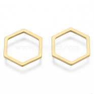 201 Stainless Steel Linking Rings, Hexagon, Golden, 12x14x1mm, Inner Diameter: 10x11.5mm(STAS-N090-T03-2)