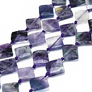 Natural Fluorite Beads Strands, Faceted, Rhombus, 14~15x15x4~6mm, Hole: 0.8mm, about 26pcs/strand, 15.94 inch(40.5cm)(G-F725-30)