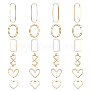 CHGCRAFT 24Pcs 6 Styles Brass Linking Rings, Long-Lasting Plated, Mixed Shapes, Real 18K Gold Plated, 4pcs/style(KK-CA0001-42G)