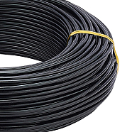 Round Anodized Aluminum Wire, for Jewelry Making, Black, 12 Gauge, 2.0mm, about 180.44 Feet(55m)/500g(AW-BC0007-2.0mm-10)