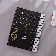 A4 Plastic Piano Sheet Folder, Binder Music Holder, Spiral Notebook Binder Organizer, Rectangle, Black, 315x235x15mm, 20 sheets/book(MUSI-PW0002-036B)