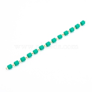 Handmade Polymer Clay Beaded Chain, Link Chain, with Brass Eye Pin, Quick Link Connector, for Bracelet Necklace Making, Dark Cyan, 13x6mm, about 39.37 inch(1m)/strand(AJEW-JB00926-06)