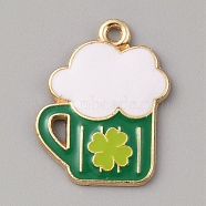 Saint Patrick's Day Alloy Enamel Pendants, Golden, Beer Cup, 23.5x18.5x1.8mm, Hole: 1.5mm(ENAM-CJC0010-35D)