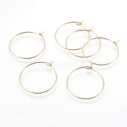 316 Surgical Stainless Steel Hoop Earring Findings, Wine Glass Charms Findings, Golden, 20~21 Gauge, 33.9~34.9x29.1~29.8x0.7~0.8mm(STAS-P221-01C-G)