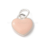 S925 Sterling Silver Pendant, with Enamel, PeachPuff, 10.5x10x3mm(STER-H115-05E-S01)