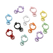 Apple Shaped Spray Painted Alloy Swivel Keychain Clasps, Keychain Clasp Findings, Mixed Color, 37.5x24x2.5~6mm, Inner Diameter: 8.5x4.5mm(PALLOY-F289-01)