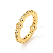 Brass Micro Pave Cubic Zirconia Bead Frame, Long-Lasting Plated, Lead Free & Cadmium Free, Ring, Real 18K Gold Plated, 15x2.5mm, Hole: 1mm(KK-P277-40G)