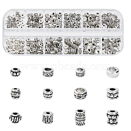 250Pcs 12 Style Tibetan Style Alloy Beads, Mixed Shapes, Antique Silver, 4.5~7x3~6mm, Hole: 1.5~3mm(FIND-DC0005-28)