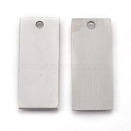 Stainless Steel Pendants, Stamping Blank Tag, Rectangle, Stainless Steel Color, 38x16x1mm, Hole: 2.5mm(STAS-E448-01P-AAA)
