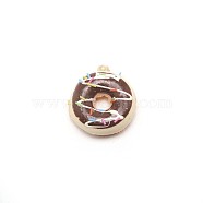 PU Imitation Doughnut Pendant Decorations, Artificial Donuts Fake Cake Dessert Model, Coconut Brown, 52~54x46~48x19mm, Hole: 2mm(FIND-WH0094-67C)