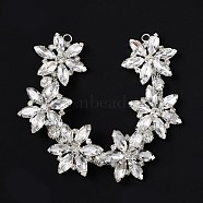 Shiny Flower Crystal Rhinestone Trim, Flexible Sewing Crafts Bridal Costume Embellishment, for DIY Shoes, Belt, Bag, Hat, Hairband, Platinum, 212x35.5x6mm, Hole: 4mm(FIND-WH0050-23)