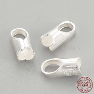 925 Sterling Silver Ends Caps, with 925 Stamp, Silver, 7x3mm, about 2mm inner diameter, Hole: 3x2mm(STER-S002-28)