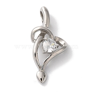 304 Stainless Steel Pendants, with Clear Cubic Zirconia, Heart, Stainless Steel Color, 27x23.5x6.5mm, Hole: 4.5x3.5mm(STAS-Z075-34P)