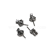 Brass Micro Pave Clear Cubic Zirconia Crown Head Pins, for Baroque Pearl Making, Gunmetal, 16x8mm(BAPE-PW0002-19B-03)