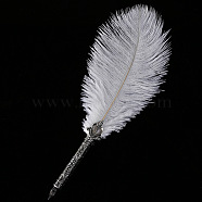 Feather Dipped Pen Calligraphy Ink Pen, with Alloy Head, White, 250~300mm(DRAW-PW0001-153A)