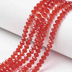 Glass Beads Strands, Faceted, Rondelle, Red, 2.9~3.3x2mm, Hole: 0.8mm, about 145~150pcs/strand, 34~35cm(EGLA-A034-T2mm-D01)