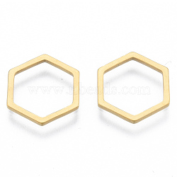 201 Stainless Steel Linking Rings, Hexagon, Golden, 12x14x1mm, Inner Diameter: 10x11.5mm(STAS-N090-T03-2)
